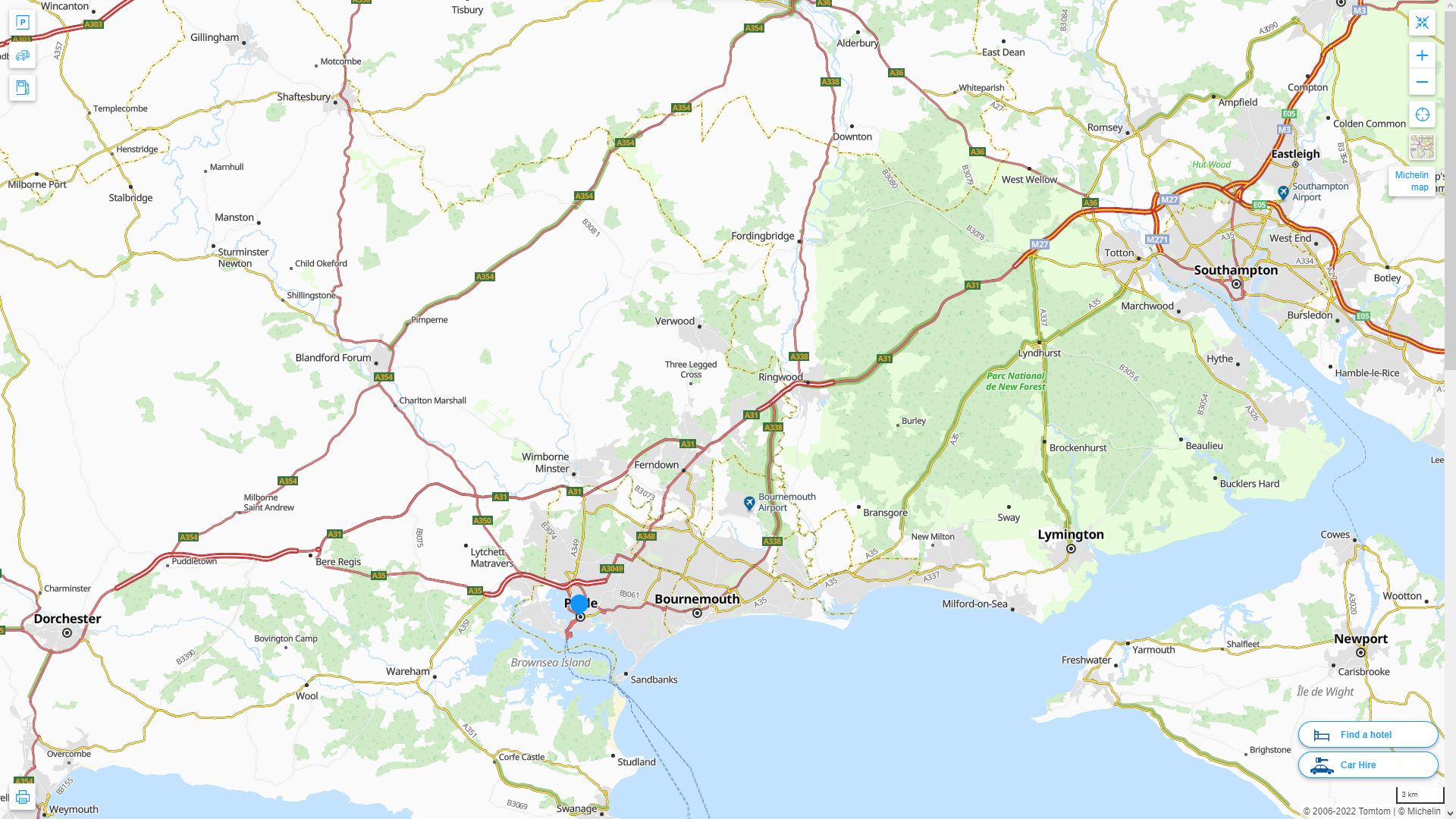 Poole Royaume Uni Autoroute et carte routiere
